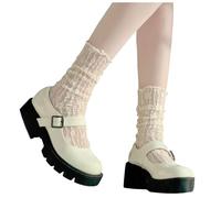 Generisch Socks Men's Blue Japanese Lolita Leg Warmers Gothic Knitted Long Socks Leggings Gaiters Knee Winter Cuff Ankle Pile Sock Roses Stockings, beige, One Size