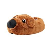 Generisch Soft dog pattern slippers for women as a cuddly winter novelty with cartoon animal design for cosy floor warmth at home, brown, One Size