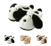 Generisch Soft Lined Plush Slippers for Men and Women, Women's Winter Closed, Christmas Slippers Platform, Non-Slip Felt Slippers with Felt Sole, Running Shoes with Animal Motif, black, 9 UK