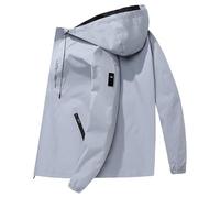 Generisch Softshell Jacket Men's Lightweight Thin Autumn Jacket Windbreaker Windproof Sporty Outdoor Jacket Hooded Jacket Training Jacket with Pockets Leisure Jacket Sports Jacket Spring Jacket, Gy1