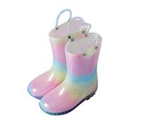 Generisch Sparkling Rain Boots for Toddler Girls with Rainbow Motif, Practical Carry Handles, Waterproof Wellington Boots with Easy Pull On Function for Outdoor Activities, a, 9 UK