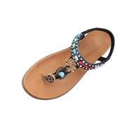 Generisch Sparkly Boho Sandals with Rhinestone Straps for Sunny Days at the Beach - Refined Flip Flop Sandals Ideal for Casual Holiday Relaxed Outfit, black, 6 UK