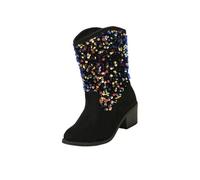Generisch Sparkly Girls Cowboy Boots Dress Boot Pointed Toes Heel Mid Calf Zipper Birthday Toddler To Big Kid Snow Boots 33, black, 1.5 UK