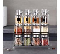 Generisch Spice Organiser Set with Rack, Includes Lids and Spoons, Provides Versatile Storage for Sugar, Salt, Pepper and Oil Spray Bottles, Ideal for Kitchen