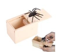 Generisch Spider in the Box - Jumping Soft Rubber Spider in a Box Gag Realistic Scary Wooden Box for Halloween Classroom Office Party Family Humour Lovers