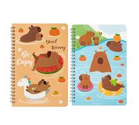 Generisch Spiral Bound Exercise Books, A5 School Spiral Pads, Writing Pads, Spiral Bound Notebooks, Pack of 2, Cute Capybara Office Supplies, Leak-Proof for Notes, Drawings, Travel, Meetings