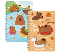 Generisch Spiral Notepads | A5 Notebook with Wire Spiral Binding for On the Go | Pack of 2 Capybara Stationery Planner Diary for and Girls for Scrapbooking Notes and Sketching