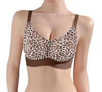 Generisch Sports Bra Push Up Bra Non-Wired Bra with Leopard Print Comfortable Soft Hold Push Up Effect Minimises Side Bulges Belly Casual