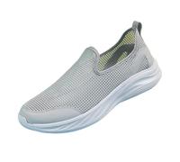 Generisch Sports Shoes Men's Breathable Mesh Hollow Casual Shoes Wide Feet Jogging Shoes Lightweight Slip-On Walking Shoes Soft Sole Flat Shoes Men Outdoor Loafers, Light Ashy, 9 UK