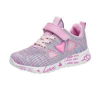 Generisch Sports Shoes Spring/Colourful Mesh Heart-Shaped Pattern Letter Printed Casual Shoes Birthday School Athletic Shoe, pink, 3 UK