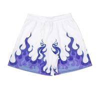 Generisch Sports Shorts Men's Flame Graphic Baggy Breathable Summer Shorts Quick-Drying Adjustable Drawstring Basketball Shorts Casual Summer Cool Training Shorts Fashionable Swimwear, White, M