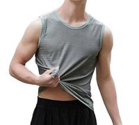 Generisch Sports Tank Top Men's Cooling Ice Silk Mesh Undershirt Thin Plain Fitness Undershirt Quick-Drying Breathable Functional Shirt Bodybuilding Muscle Shirt Sleeveless Running Shirt, gray, 4XL