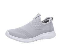 Generisch Spring and Women's Sports Shoes Flat Lightweight Fly Fabric Breathable Slip-On Comfortable Casual Women's Shoes 40 Red, gray, 8.5 UK