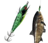 Generisch Squid Jig, with Hooks and Realistic Round Belly - Squid Bait Jigs - For Bass and Lakes, Rivers, Streams, Reservoirs and Coastal Areas Along the Shore Line