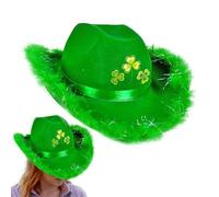Generisch St. Patrick's Day Cowgirl Hat, St. Patrick's Day Hat, Shamrock Cowboy Caps - St. Patrick Day Felt Cowgirl Hats Unisex Shamrock for Halloween Irish Festival Comfortable