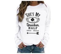Generisch St Patrick's Day Crew Neck Sweatshirt for Women Black, White, XL