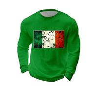 Generisch St Patrick's Day Irish Check Embroidery Men's Casual Basic Long Sleeve Shirt, Green, 5XL