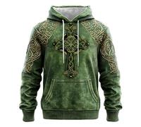 Generisch St Patrick's Day Irish Green Graphic Hoodie Casual Fleece Jacket for Holidays, Green, XL
