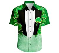 Generisch St Patrick's Day Original Print Long Sleeve Festive Irish Print Shirt Comfortable and Breathable - Perfect for Celebrations and Parties, Green, XXL