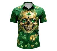 Generisch St Patrick's Day Shirt Original Print Button Down Casual Long Sleeve Shirt with Irish Motif, Comfortable and Breathable Material for Holidays and Parties, Green, M