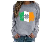 Generisch St Patrick's Day Women's Crew Neck Turtleneck Knitted Sweatshirt, gray, M