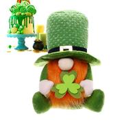 Generisch St Patricks Gnomes Plush, Irish Leprechaun Faceless Dwarf Step Tray Decor with Green Shamrock, Irish Leprechaun Collectible Figures for Steps Tray - Table Fireplace