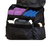 Generisch Stable Bag - Box Bag for Horse Care Robust 600D Polyester Hanging Cleaning Bag Compartments Storage Adjustable Straps for Brushes Bandages Gaiters Black
