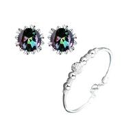 Generisch Stackable Bracelets Men Bangle 4 Classic Bracelet Colorful Earrings Stainless Steel Beaded Messages Rings, One Size*1+One Size*1, Copper