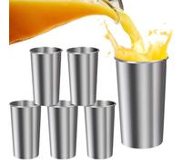 Generisch Stainless Steel Cups for Children, 6 Tea Cups in a Set, 600 ml, Stackable, Shatterproof Cup for Children, Adults, Outdoor, School, Family, Picnic, Bar