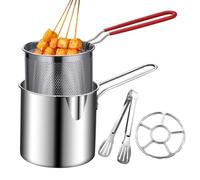 Generisch Stainless Steel Deep Fryer - High Performance Deep Fryer | Strainer Basket Pot - Durable, Rust-Resistant Cookware for Chicken Wings, French Fries, Desserts in the Kitchen at Home, in the
