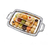 Generisch Stainless Steel Tray for Food Rectangular Modern with Handles Decorative Metal Serving Tray for Kitchen, Living Room, Restaurant, Cafe, Bread, Biscuits, Charcuterie