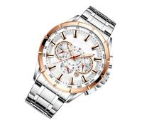 Generisch Stainless Steel Watches for Men, Business Watch - Microsecond Chronograph Watch, Mechanical Band, Business Clothing Accessories for Birthdays, Easter, platinum, Siehe Beschreibung, See
