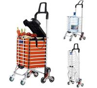 Generisch Stair Climber Slider, 360° Rotating Raised Handle, Foldable Shopping Trolley with Cover Plate, 51kg Load Capacity, Multi-Purpose Cart for Warehouse Shopping