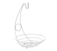 Generisch Standing Fruit Bowl with Banana Hanger - Modern & Basket Made of Iron | Space-Saving Design Storage for the Worktop | Elegant Fruit Basket Kitchen Black 39 x 27 cm, 1 Piece