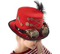 Generisch Steampunk Hats | Top Hat Costume with Goggles Design - Felt Headgear with Size Adjustment for Circus Performances Medieval Markets Theatre