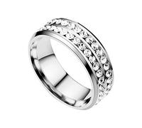 Generisch Steel Double Ring Korean Fashion Stainless Steel Couple Ring Real Silver Vintage, 8, Stainless Steel, No Gemstone