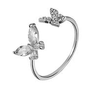 Generisch Sterling Silver Butterfly Spoon Ring: Women's Antique Flower Style Thumb Rings Jewelry Gifts for Mum Grandma Sticker Rings, one size, Metal, No Gemstone