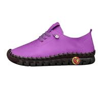 Generisch Stitching Single Shoes Comfortable Flat Tie Mum Shoes Wide Fat Feet Bottom Soft Sole Soft Casual Women Shoes Flat Wedge Heel Shoes Women Blue, Dark purple, 2/2.5 UK
