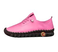 Generisch Stitching Single Shoes Comfortable Flat Tie Mum Shoes Wide Fat Feet Bottom Soft Sole Soft Casual Women Shoes Flat Wedge Heel Shoes Women Blue, Hot Pink, 4 UK