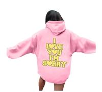 Generisch Streetwear Women's I You I'm Sorry Casual Cuddly Hooded Sweatshirt Hoodie, pink, M