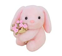 Generisch Stuffed Rabbit Doll - 5.51 x 3.15 x 1.97 Inches, Realistic Plush Rabbit with Rose Bouquet, Valentine's Day Plush Ornament for Living Room Shelf Table