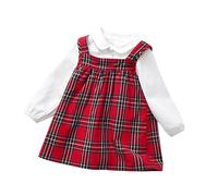 Generisch Stylish 2-Piece Girls Outfit in British Tartan Check Design for Winter Toddlers from 1 Year to 6 Years, red, 5-6 Jahre