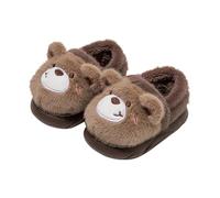 Generisch Stylish adorable slippers, children's slippers, soft comfortable felt slippers, lightweight warm hat shoes, non-slip flat slippers, plush cotton slippers, closed heel, brown, 2 UK Child
