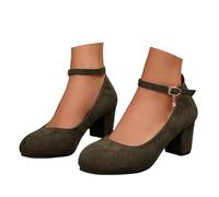 Generisch Stylish casual shoes with block heel for everyday wear combination with jeans - comfortable slip-on trend comfort for long-lasting wearing pleasure, Army Green, 10 UK