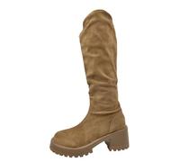 Generisch Stylish Classic Over the Knee Western Boots with Round Toe Low Heel for Women - Elegant Riding Boots in - for Winter, khaki, 8 UK