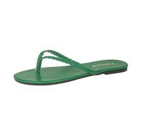 Generisch Stylish Flat Beach Sandals with Woven Toe Loop for Leisure Summer Trips - Comfortable Women's House Sandals for Everyday Holiday by the Sea, Green, 8.5 UK