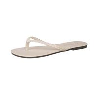 Generisch Stylish Flat Beach Sandals with Woven Toe Loop for Leisure Summer Trips - Comfortable Women's House Sandals for Everyday Holiday by the Sea, White, 10 UK
