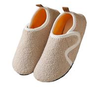 Generisch Stylish Leisure Slippers, Winter Warm Slippers, Lined Plush Hut Shoes, Soft Cotton Slippers, Lightweight Comfortable Felt Slippers, Non-Slip Slippers with Back Foam, beige, 8 UK