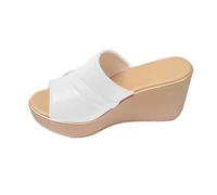 Generisch Stylish open toe sandals for casual everyday use with firm design and medium heel, perfect for spring and summer, can be combined with shorts and jeans 105, White, 8 UK