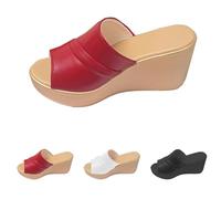 Generisch Stylish open toe sandals for casual everyday use with firm design and medium heel, perfect for spring and summer, can be combined with shorts and jeans 105, red, 7 UK